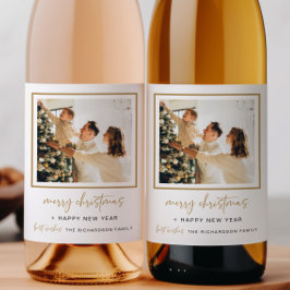 Cerveja Rótulo da Garrafa de Vinho de Natal Moderno Dourad