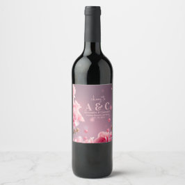 Cerveja Rótulo da Garrafa de Vinho Floral Rosa Burgundy