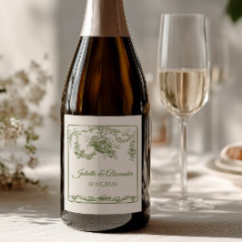 Cerveja Rótulo de Garrafa de Casamento Olive Toile de Jouy