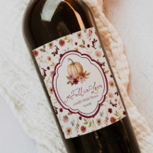 Rótulo de Garrafa de Vinho Amor de Outono Rústico