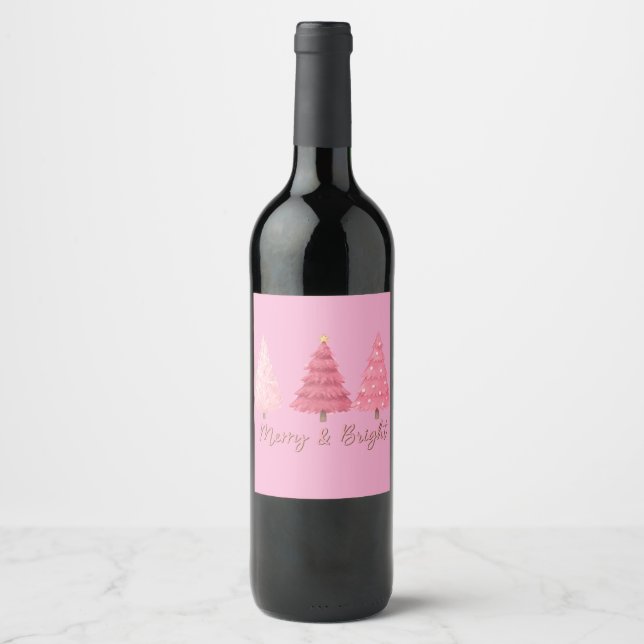 Cerveja rótulo de garrafa de vinho cor-de-rosa de Natal (Frente)