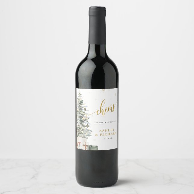 Cerveja Rótulo de Garrafa de Vinho de Casamento com Árvore (Frente)