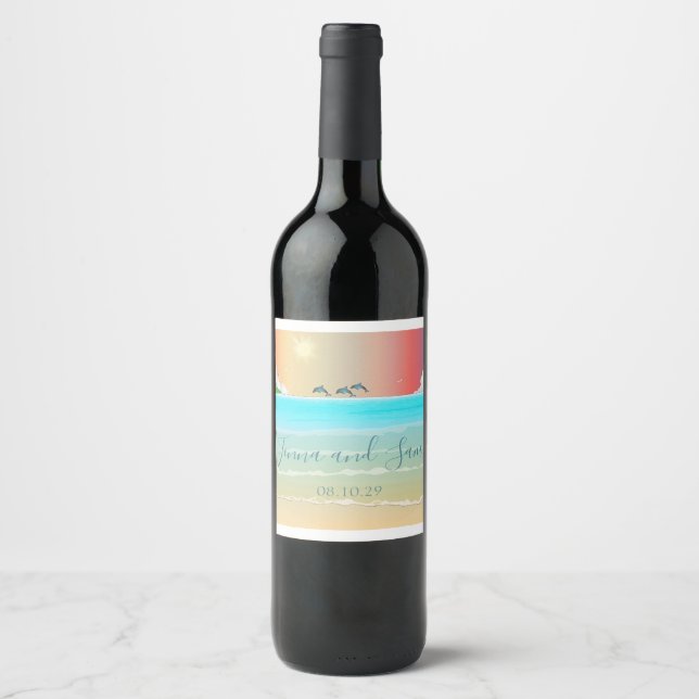 Cerveja Rótulo de Garrafa de Vinho de Casamento de Golfinh (Frente)