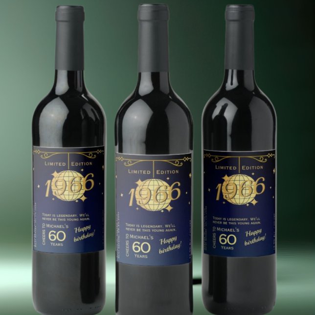 Cerveja Rótulo de garrafa de vinho de festa de 60 anos de  (Criador carregado)