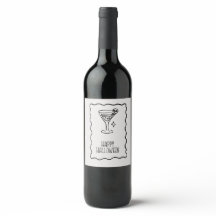 Rótulo de Garrafa de Vinho de Halloween, Caveira A