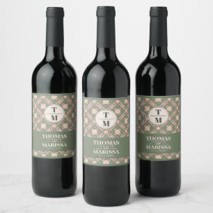 Cerveja Rótulo de Garrafa de Vinho de Noiva Art Déco Verde