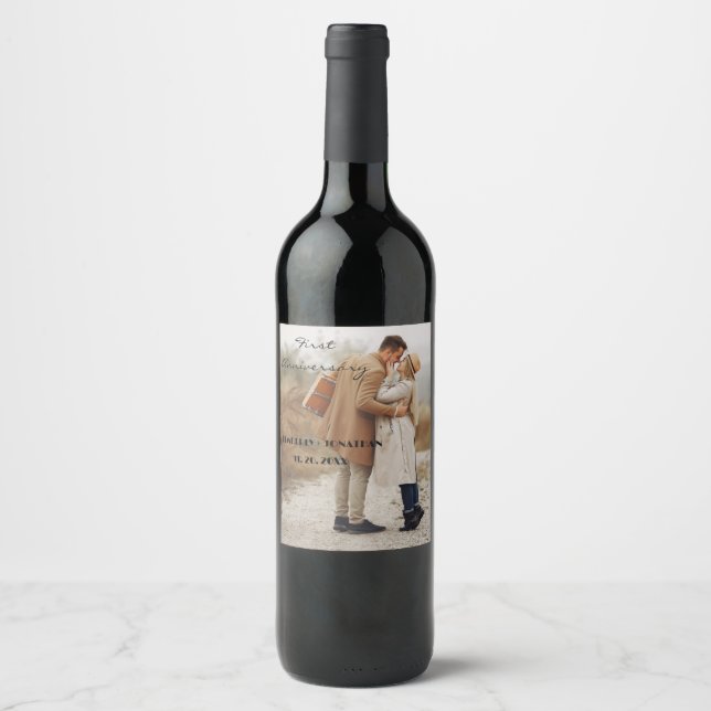 Cerveja Rótulo de garrafa de vinho do primeiro aniversário (Frente)
