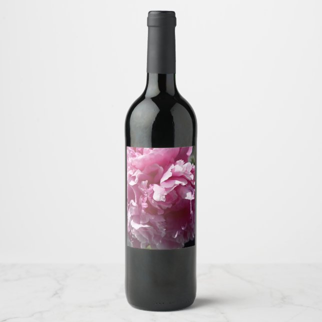 Cerveja Rótulo de Garrafa de Vinho Floral Peônia Rosa (Frente)