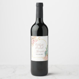 Cerveja Rótulo de Garrafa de Vinho Floral Rosa Boho Cactus