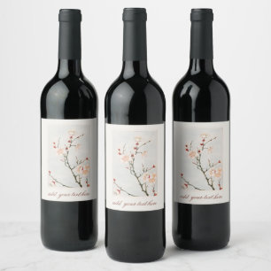 CERVEJA RÓTULO DE GARRAFA DE VINHO: FLORES DE SAKURA
