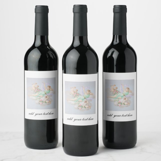 CERVEJA RÓTULO DE GARRAFA DE VINHO: MULHER COM QUERUBINS (Garrafas)