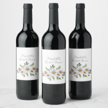 Rótulo de garrafa de vinho para chá de noiva com m