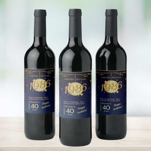 Cerveja Rótulo de garrafa de vinho para festa de 40 anos d (Criador carregado)