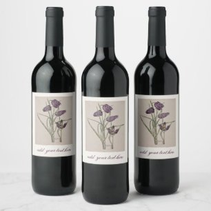 CERVEJA RÓTULO DE GARRAFA DE VINHO: PINTURA DE FLORES