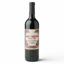 Rótulo Personalizado de Garrafa de Vinho de Natal