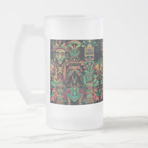 Cerveja Vidro Jateado "Aztec Dream" Azul congelado, 473 ml de caneca de 