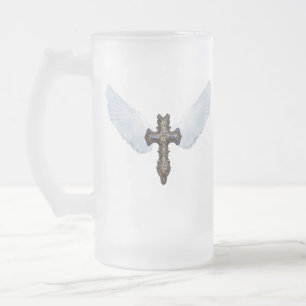 Cerveja Vidro Jateado caneca branca da cruz de asa