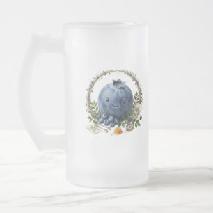 Cerveja Vidro Jateado Caneca de Café de Mirtilo Kawaii Fofa