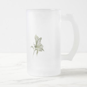 Cerveja Vidro Jateado Caneca de fosco floral branca de borboleta verde