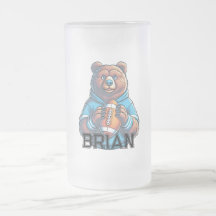 Caneca de Futebol Personalizada Urso Pardo Moderno