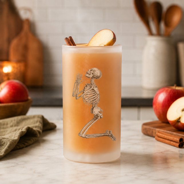 Cerveja Vidro Jateado Caneca de Halloween Esqueleto Rezando (Skeleton Praying Halloween Mug)