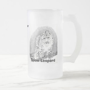 Cerveja Vidro Jateado Caneca do fosco do leopardo de neve