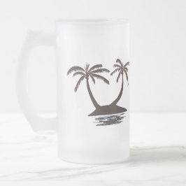 Cerveja Vidro Jateado Caneca - Silhueta de Ilha Tropical