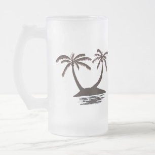 Cerveja Vidro Jateado Caneca - Silhueta de Ilha Tropical