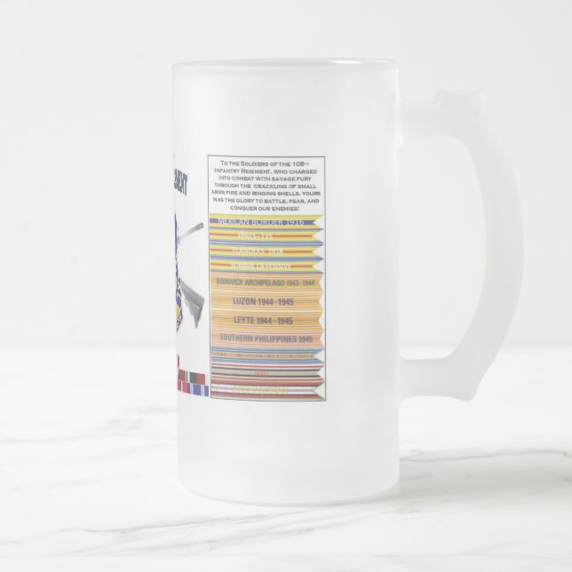 Cerveja Vidro Jateado Fosco 108º Regimento de Infantaria Caneca de cerve (Direita)