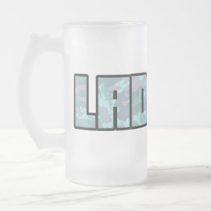 Cerveja Vidro Jateado "Ladette", caneca urbana azul e preto, caneca de c