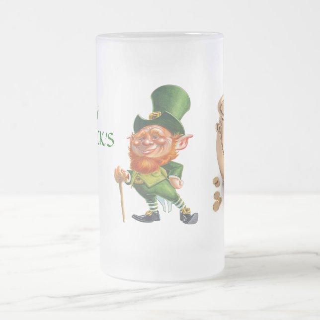 Cerveja Vidro Jateado O DIA LEPRECHUAN de ST PATRICK E caneca DOURADO (Centro)