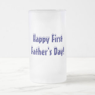 Cerveja Vidro Jateado Primeiro feliz, dia dos pais! - Caneca de