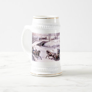 Cerveja Vintage Winter Scene. Caneca de presente de Natal