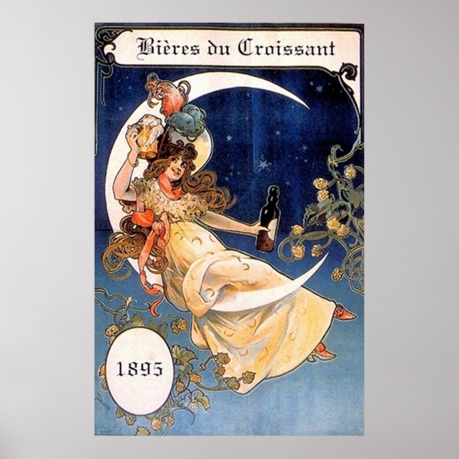 Cervejas do Croissant 1895 Impressão Vintage (Frente)