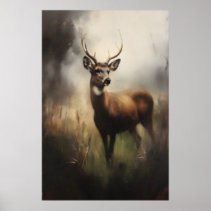 Cervo no Prado Impressão de Arte da Vida Selvagem