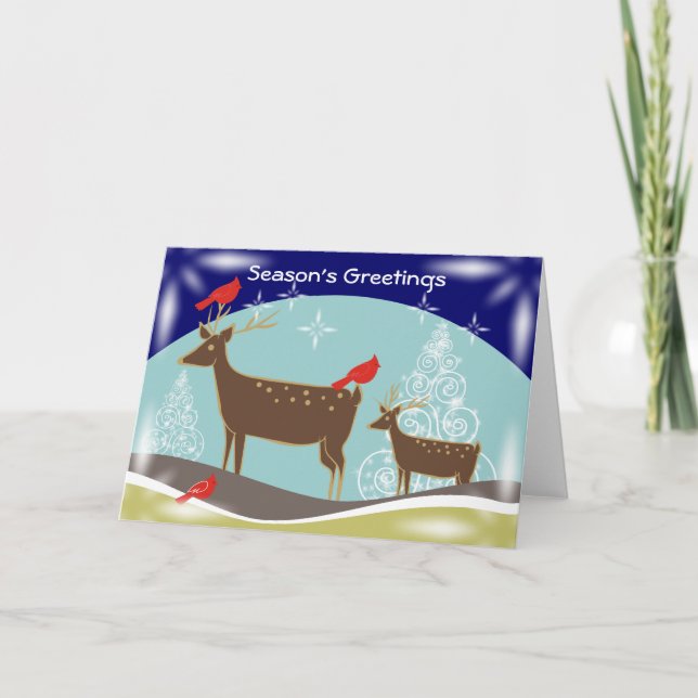 Cervos, árvores de Natal e cartões dos cardeais (Frente)