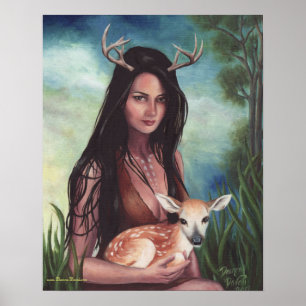 Cervos da arte do nativo americano do poster do