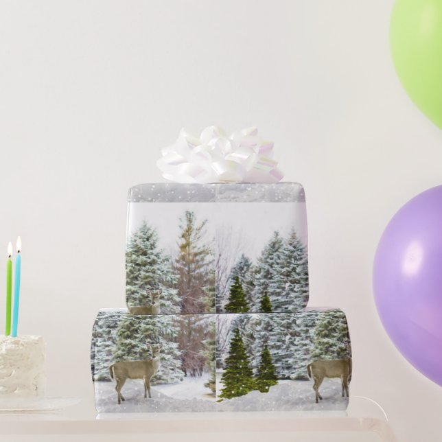Cervos no Papel de Presente de Inverno / Férias (Presentes para festas)