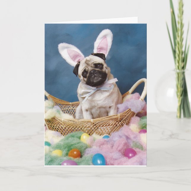 Cesta de cartão de cachorro Pug do coelho da Pásco (Frente)