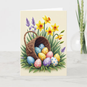 Cesta de Ovos de Primavera Cartão de Arte Floral