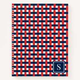 Cesta Entrelaçada Preppy – Monograma Azul Marinho 