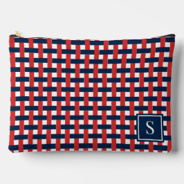 Cesta Entrelaçada Preppy – Monograma Azul Marinho 