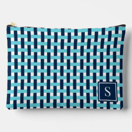 Cesta Entrelaçada Preppy – Monograma Azul-Marinho 