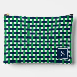 Cesta Entrelaçada Preppy – Monograma Verde e Azul 