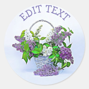 Cesta roxa personalizada dos Lilacs das etiquetas