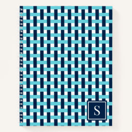 Cesta Tecida Preppy – Monograma Azul-Marinho e Tur