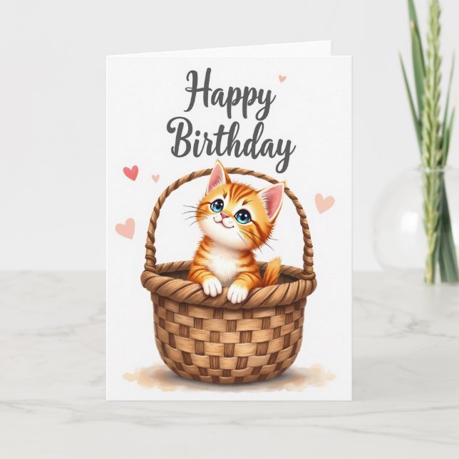 Cesto de Gatinho Doce Cartão (Frente)
