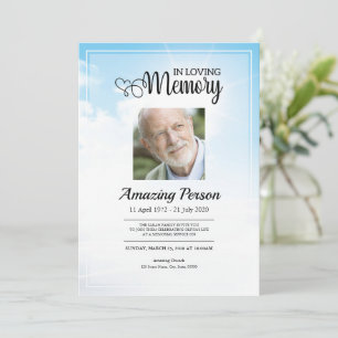 Céu azul Ordem de serviço Funeral Convite