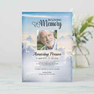 Céu azul Ordem de serviço Funeral Convite