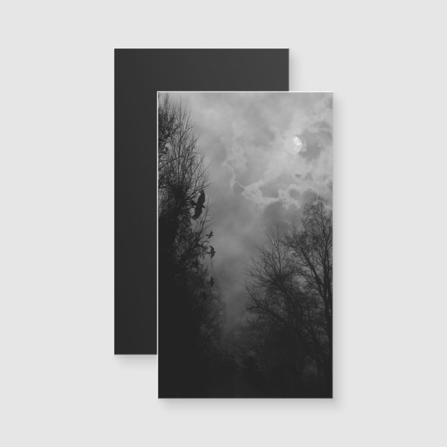 Céu Com Lua Cheia Assombrada com Cartão Magnético  (Frente/Verso)